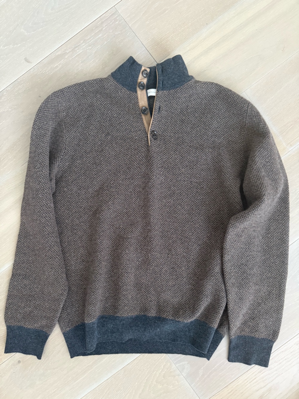 Ermenegildo Zegna Brown Textured Zip-Up Knit Sweater
